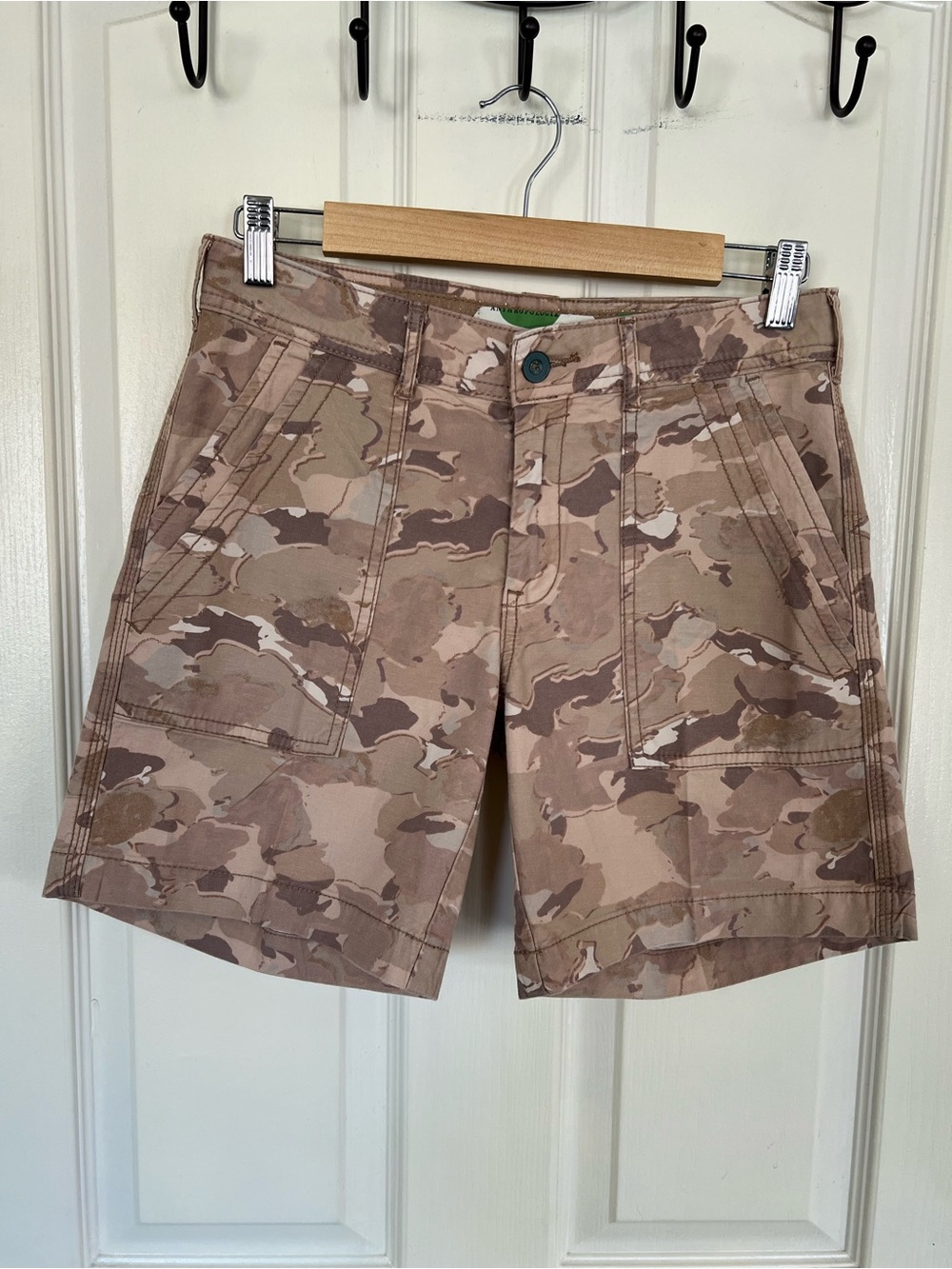Anthropologie The Wanderer Camo Utility Shorts Linen Blend Size 26